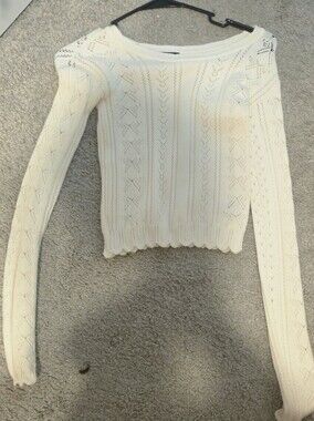 Self Esteem Off-the-Shoulder Cream Knit Sweater